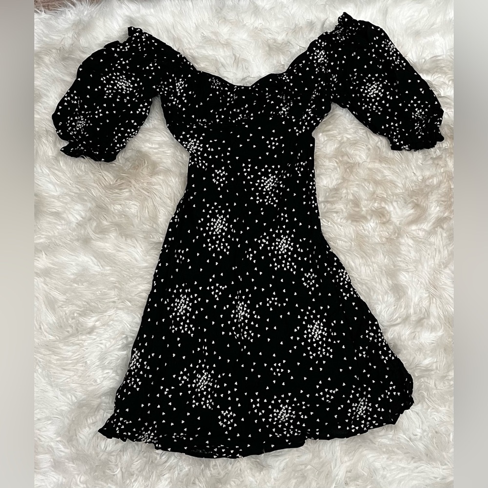 NWOT Anthropologie Juliet mini dress black with hearts. XS